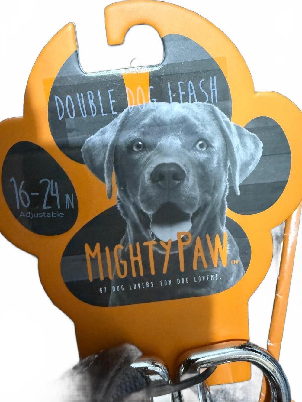MightyPaw Adjustable Double Dog Leash, Grey, Fits 16-24 Inch Dogs